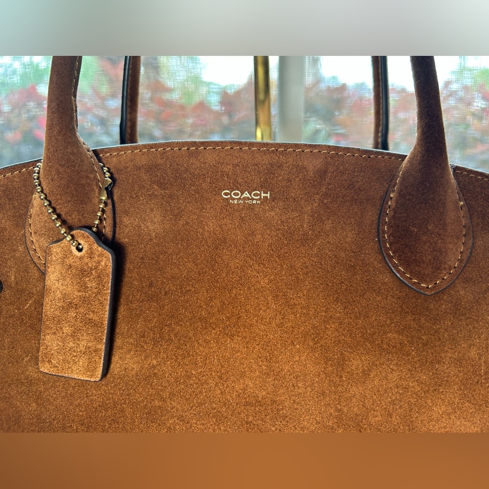 NWOT🌸COACH Empire 34 Carryall Suede Shoulder Handle Bag in “Warm Brown” - Picture 3 of 15